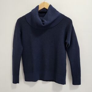 Club Monaco Silvana Navy Cowlneck Turtleneck Sweater 100% Wool Size XS